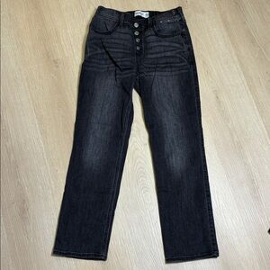 Abercrombie Kids Dark Wash High Rise Straight Black/Charcoal Jeans 13/14 Regular